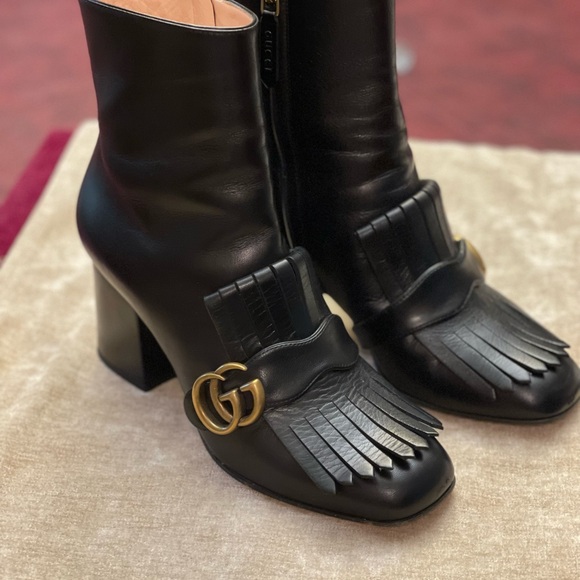 Gucci Marmont Boot Fringe Kilty Bootie NWOT - Picture 6 of 13